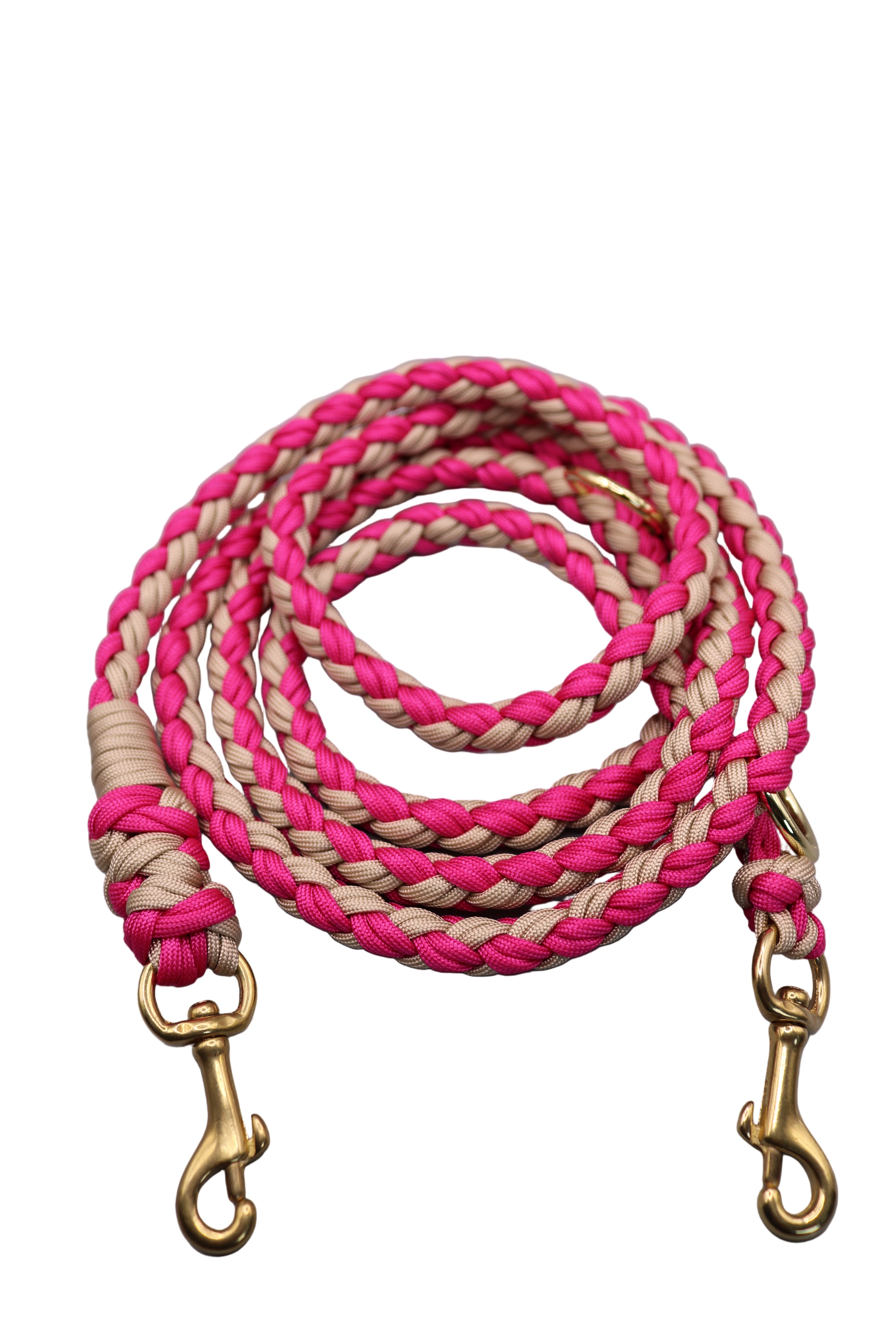 Paracord Hundeleine Grete dreifach verstellbar und handgefertigt - Premium Hundeleine mit Messingkarabiner