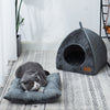 Katzenhaus Luna - Dreieckiges Haustiernest in Grau mit gemütlicher Polsterung