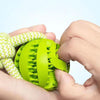 Snackball für Hunde – Blauer Ball mit integriertem Hanfseil