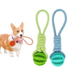  Interaktiver Snackball mit Hanfseil für Hunde – Blauer Gummiball mit Leckerli-Funktion